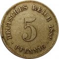 Германия 5 пфеннигов 1889 год (D)