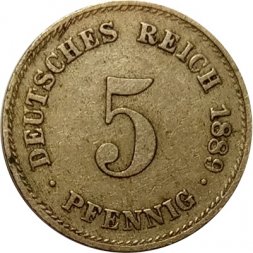 Германия 5 пфеннигов 1889 год (D)