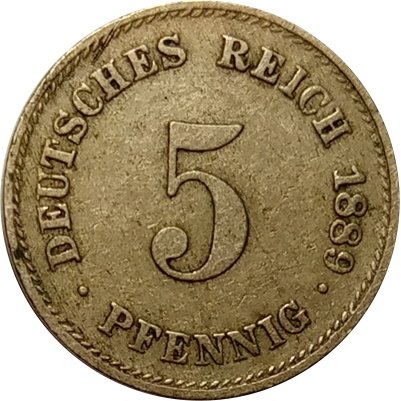Германия 5 пфеннигов 1889 год (D)