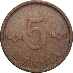 Финляндия 5 пенни 1975 год