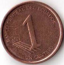 Монета Эквадор 1 сентаво 2003 год - магнетик