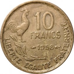 Франция 10 франков 1958 год
