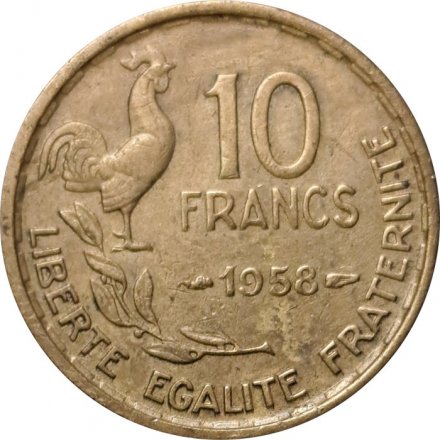 Франция 10 франков 1958 год