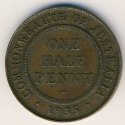 Австралия 1/2 пенни 1935 год