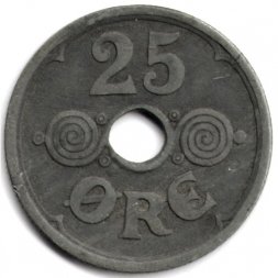 Дания 25 эре 1943 год - Король Кристиан X