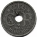 Дания 25 эре 1943 год - Король Кристиан X