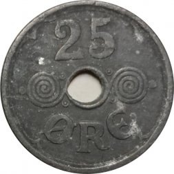 Дания 25 эре 1943 год - Король Кристиан X