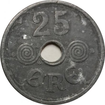 Дания 25 эре 1943 год - Король Кристиан X