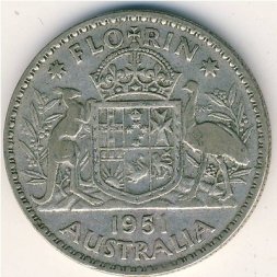 Австралия 1 флорин (2 шиллинга) 1951 год