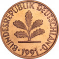 ФРГ 1 пфенниг 1991 год (F)