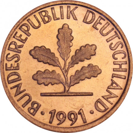 ФРГ 1 пфенниг 1991 год (F)