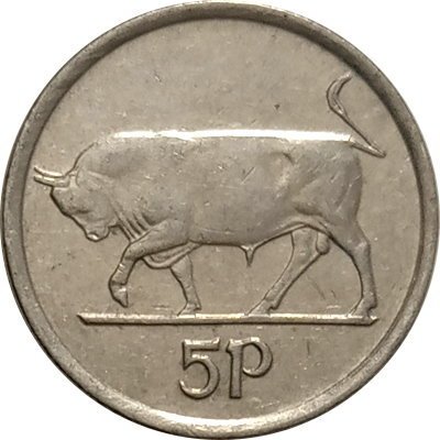 Ирландия 5 пенсов 1993 год - Бык. Ирландская арфа