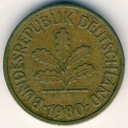 ФРГ 5 пфеннигов 1980 год - D