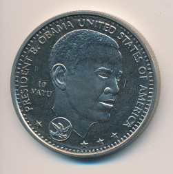 Монета Вануату 10 вату 2009 год - Президент США. Барак Обама