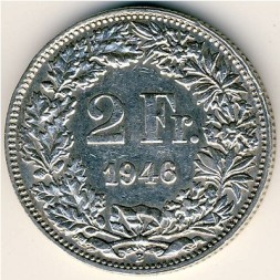 Швейцария 2 франка 1946 год