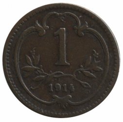 Австрия 1 геллер 1914 год - Герб