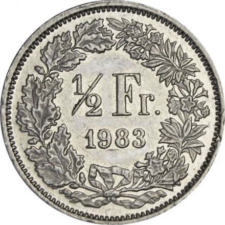 Швейцария 1/2 франка 1983 год