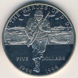 Маршалловы острова 5 долларов 1994 год