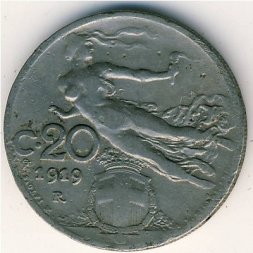 Италия 20 чентезимо 1919 год
