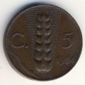 Италия 5 чентезимо 1924 год