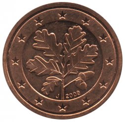 Германия 2 евроцента 2009 год (J)