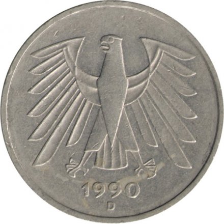 ФРГ 5 марок 1990 год - D