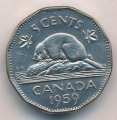 Канада 5 центов 1959 год - Канадский бобр
