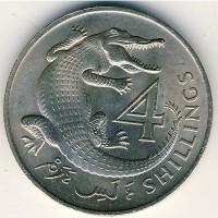 Монета Гамбия 4 шиллинга 1966 год