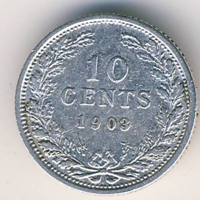 Нидерланды 10 центов 1903 год