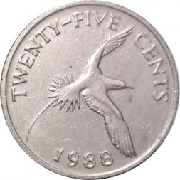 Бермудские острова 25 центов 1988 год