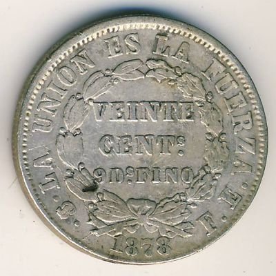 Боливия 20 сентаво 1878 год