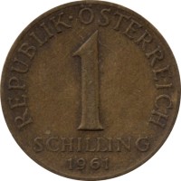 Монета Австрия 1 шиллинг 1961 год