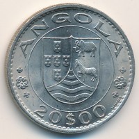 Монета Ангола 20 эскудо 1972 год