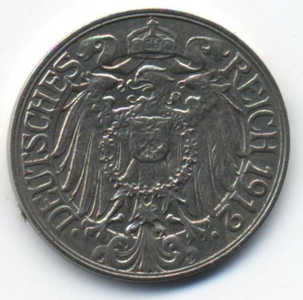 Германия 25 пфеннигов 1912 год (F)