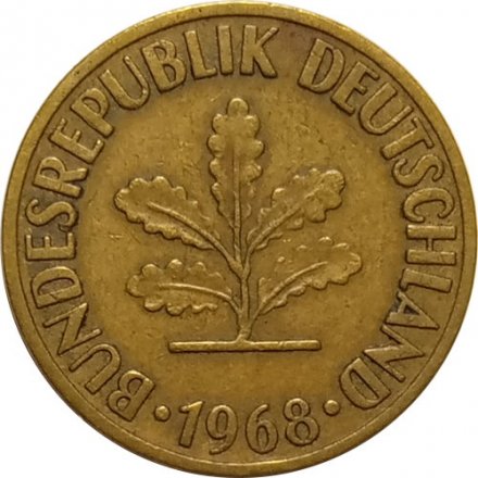 ФРГ 10 пфеннигов 1968 год - D
