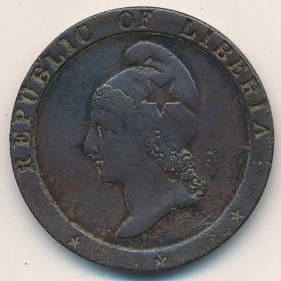 Либерия 2 цента 1847 год