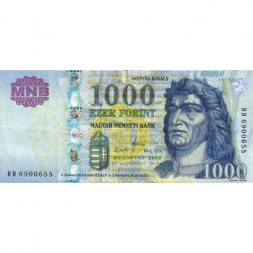 Венгрия 1000 форинтов 2009 год - Король Матьяш I - VF
