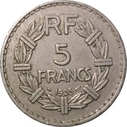 Франция 5 франков 1935 год