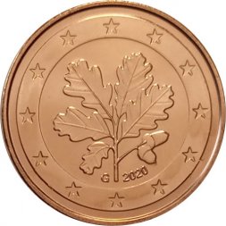 Германия 5 евроцентов 2020 год (G) - UNC