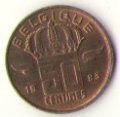 Бельгия 50 сантимов 1983 год BELGIQUE