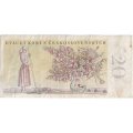 Чехословакия 20 крон 1949 год - Девушка с цветочным венком. Цветы - F