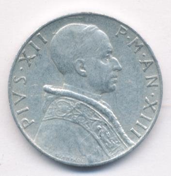 Ватикан 5 лир 1951 год - Папа Пий XII