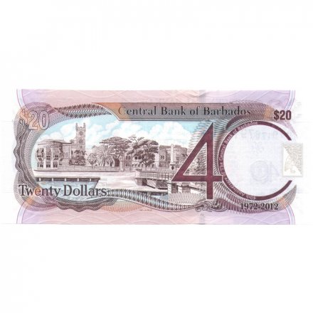 Барбадос 20 долларов 2012 год - 40 лет Национальному Банку UNC