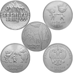 Набор из 4 монет Россия 25 рублей 2014 года - Олимпиада в Сочи 2014