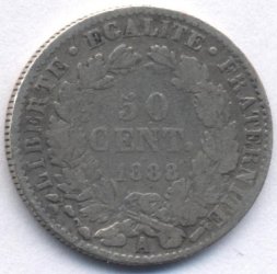 Франция 50 сантимов 1888 год