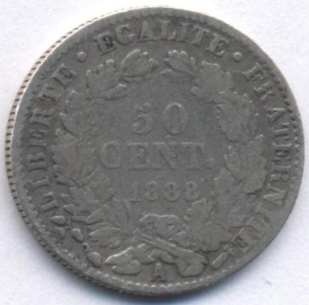 Франция 50 сантимов 1888 год