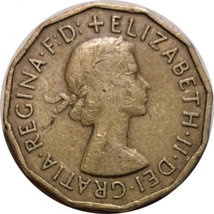Великобритания 3 пенса 1956 год