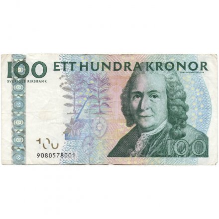 Швеция 100 крон 2009 год - Карл Линней VF