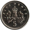 Великобритания 5 пенсов 1998 год