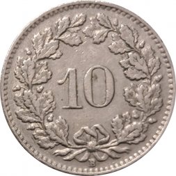 Швейцария 10 раппенов 1946 год